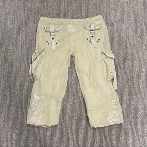 VTG Y2K Da-Nang Light Green Beaded Cropped Cargo Pants Y2K Grunge Women’s Sz M